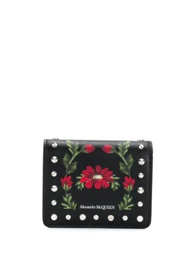 Shop Alexander Mcqueen Floral Wallet - Black