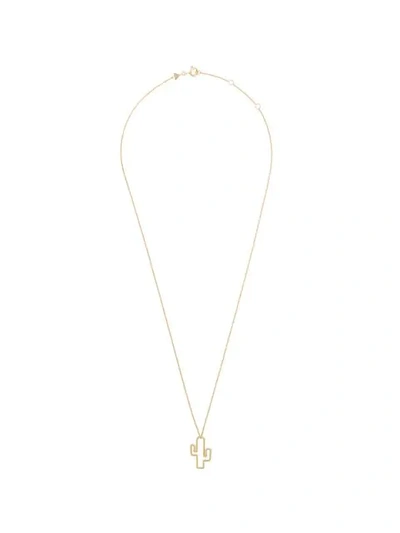 Shop Aliita Cactus Necklace In Yellow Gold