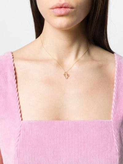 Shop Aliita Cactus Necklace In Yellow Gold