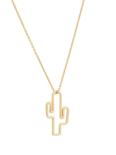 Shop Aliita Cactus Necklace In Yellow Gold