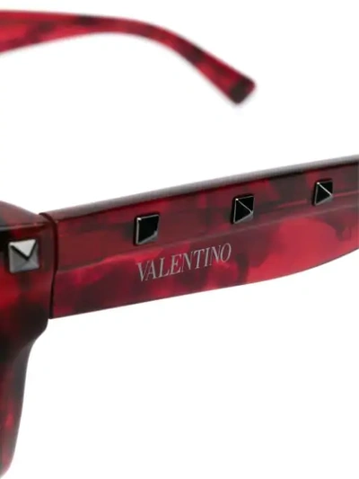 Shop Valentino Square Frame Glasses In Red