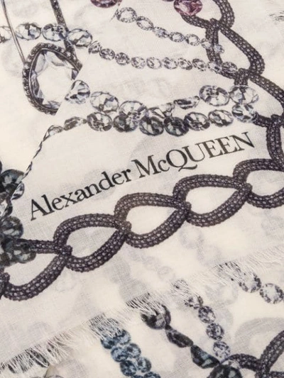 Shop Alexander Mcqueen Jewelled Printed Scarf In Neutrals