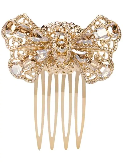Shop Dolce & Gabbana Crystal-embellished Hair Comb In Gold
