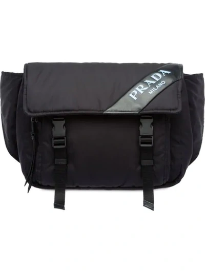 Shop Prada Padded Logo Belt Bag In Black