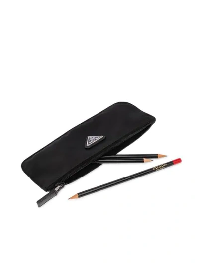 Shop Prada Nylon Pencil Pouch In Black