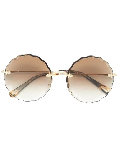 Shop Chloé Round Frame Sunglasses In Metallic