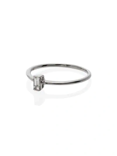 ROSA DE LA CRUZ 18K白金方形钻石戒指 - 金属色