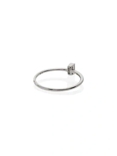 ROSA DE LA CRUZ 18K白金方形钻石戒指 - 金属色