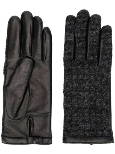 Shop Agnelle Leather Knitted Gloves In Black