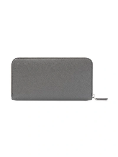 Shop Prada Leather Wallet In Grey