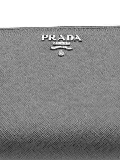Prada Leather Wallet In Grey