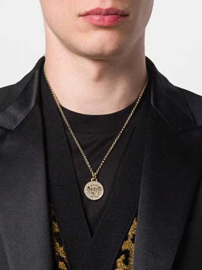 Shop Versace Medusa Logo Medallion Necklace In Gold