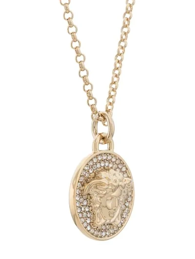 Shop Versace Medusa Logo Medallion Necklace In Gold