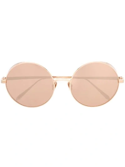 Shop Linda Farrow 758 C5 Round Sunglasses In Gold