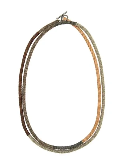 Shop Brunello Cucinelli Faceted Bead Necklace In Brown