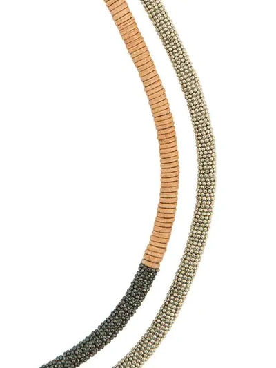 Shop Brunello Cucinelli Faceted Bead Necklace In Brown