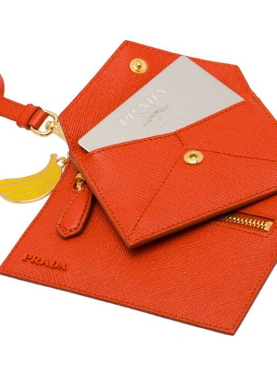 Shop Prada Keychain Trick With Bananas Charm In Orange