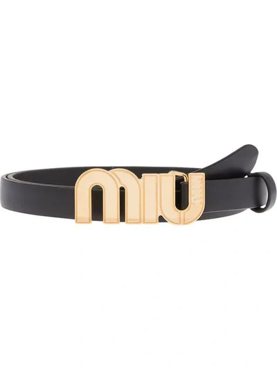 Shop Miu Miu Logo Plaque Belt In Black