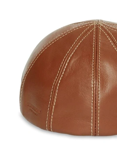 Shop Burberry Lambskin Flat Cap In Tan