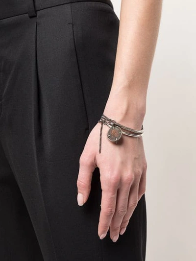 Shop Ann Demeulemeester Solid Staff And Chain Bracelet In Silver