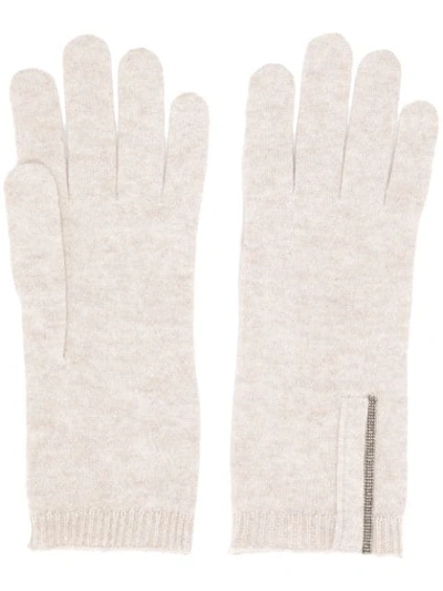 Shop Brunello Cucinelli Fine Knit Gloves In Neutrals