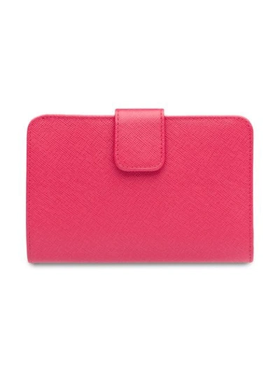 Shop Prada Medium Saffiano Leather Wallet In Pink