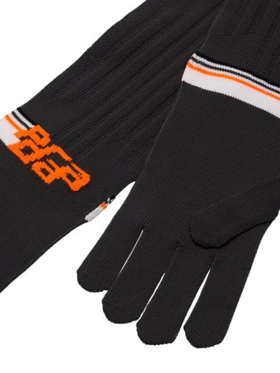 Shop Prada Technical Nylon Gloves In Black