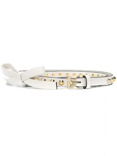 Shop Prada Studded Thin Belt - White