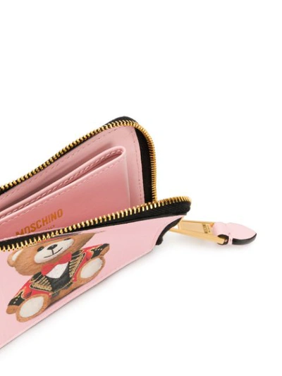 Shop Moschino Teddy Print Wallet In Pink