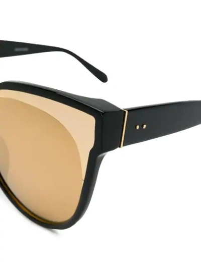 Shop Linda Farrow Structured Sunglasses In ~5167 Black/gold