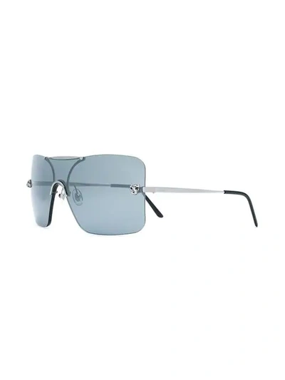 Shop Cartier Panthère De  Rimless Rectangular-frame Sunglasses In Black