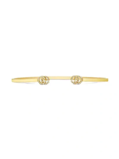 Shop Gucci 18kt Yellow Gold Gg Running Diamond Bracelet In 8000