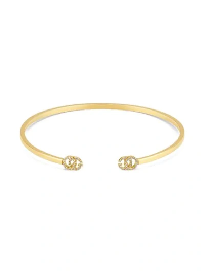 Shop Gucci 18kt Yellow Gold Gg Running Diamond Bracelet In 8000