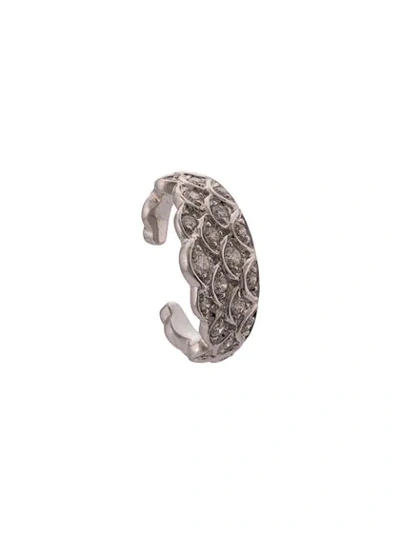 Shop Anita Ko 18kt White Gold Diamond Crown Ear Cuff - Silver