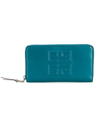 Shop Givenchy 4g Zipped Wallet In Blue