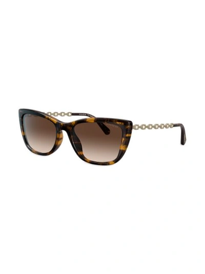 Shop Coach Logo Chain Sunglasses In Brown