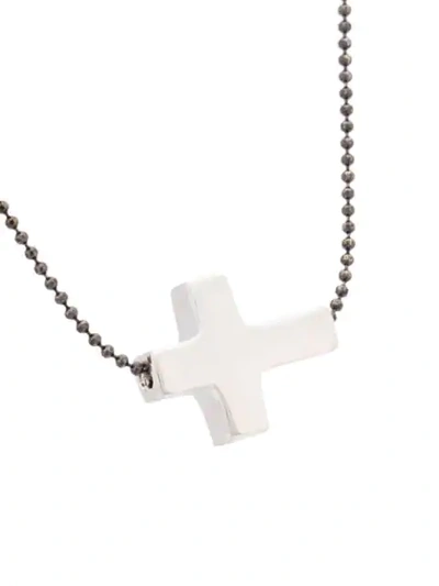 Shop Hues Mini Side Cross Necklace In Silver