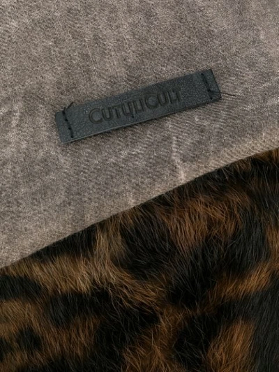 Shop Cutuli Cult Leopard Print Fur Scarf In Grey