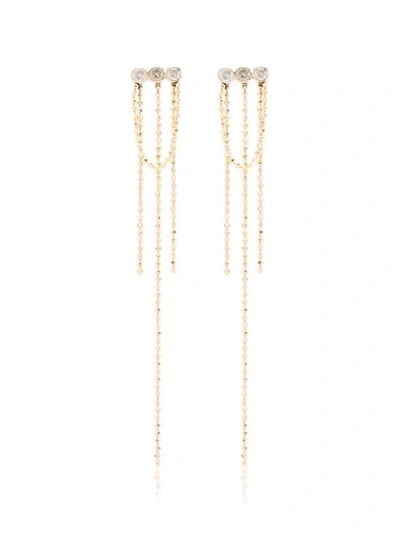 Shop Xiao Wang 14kt Yellow Gold Elements Diamond Chain-drop Earrings In Metallic