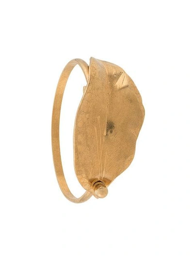 Shop Marni Leaf Motif Bangle In Gold