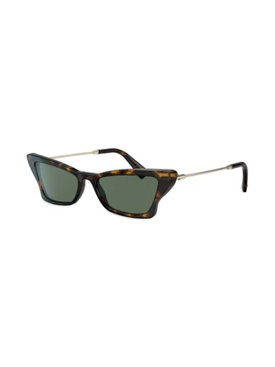 Shop Valentino Geometric Slim Cat Eye Frame Sunglasses In Brown