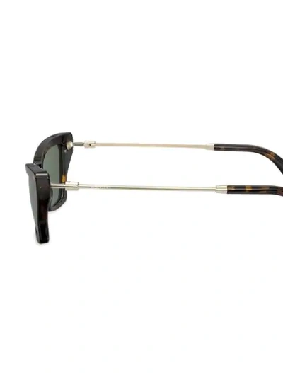 Shop Valentino Geometric Slim Cat Eye Frame Sunglasses In Brown