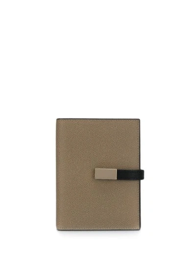 Shop Valextra Foldover Wallet In Neutrals