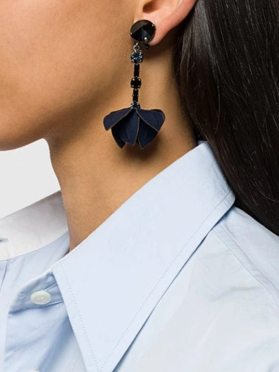 Shop Marni Leaf Drop Earrings In Blue