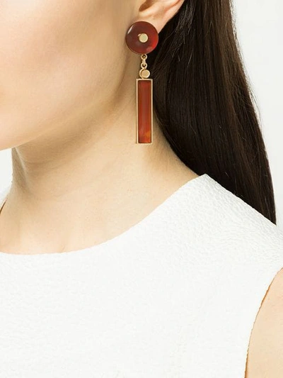 Shop Crystalline Long Agate Earrings In Brown