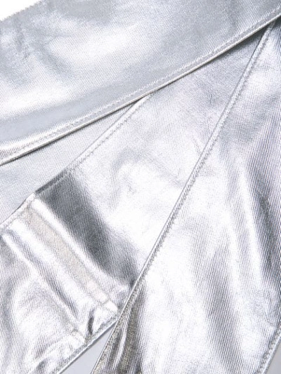 Shop Sara Roka Metallic-effect Tie-up Belt In Silver