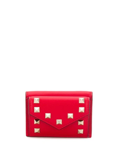 VALENTINO VALENTINO GARAVANI SMALL ROCKSTUD WALLET - 红色