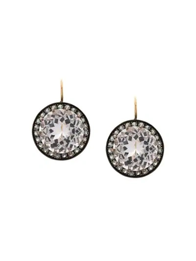 Shop Andrea Fohrman 18kt Yellow Gold, Rock Crystal And Grey Sapphire Drop Earrings