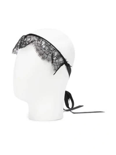 Shop Maison Michel Lace Detail Bonnet Head Band - Black