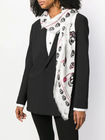 Shop Alexander Mcqueen Chained Skull Scarf - White